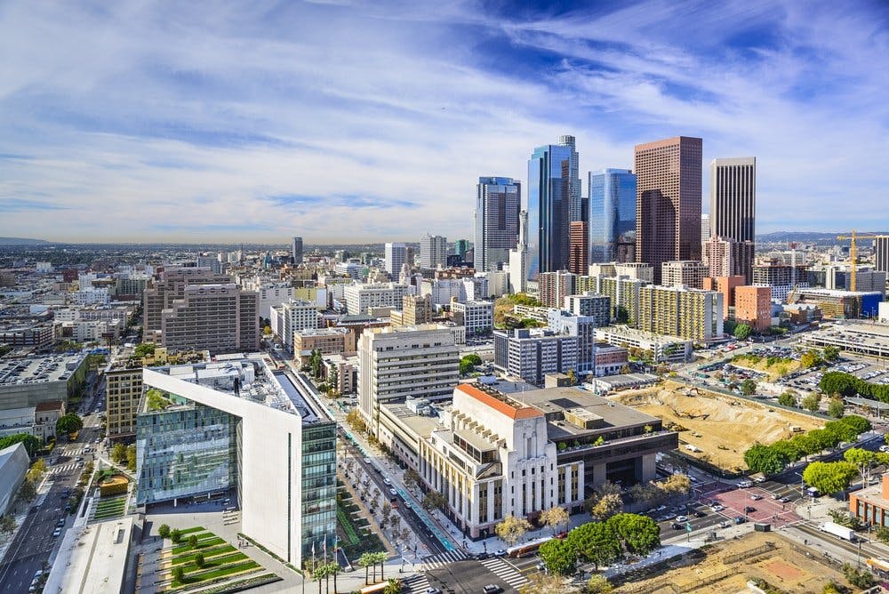 Los Angeles California USA downtown cityscape.