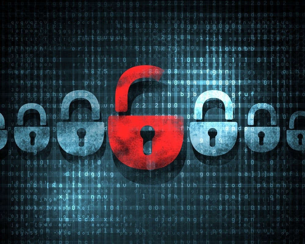 Security concept Lock on digital screen illustration